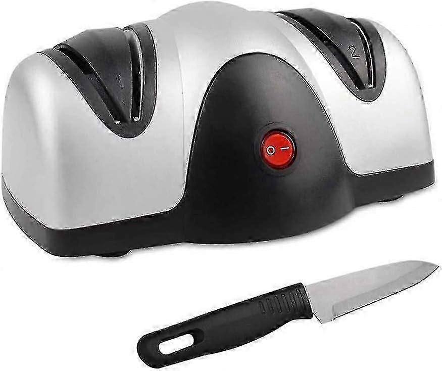 Electric Knife Sharpener, Two Level Sharpener, Black/Silver, Material: ABS Plastic