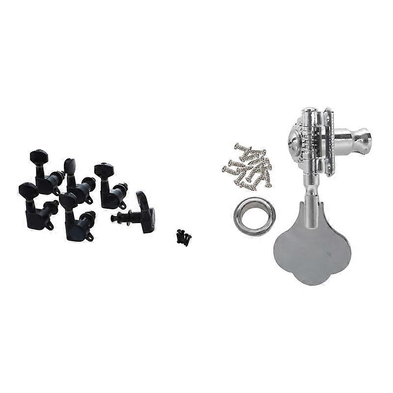 1 Set Closed Guitar String Reeds Tuning Keys 6R & 1 Pcs Bass tuning pins