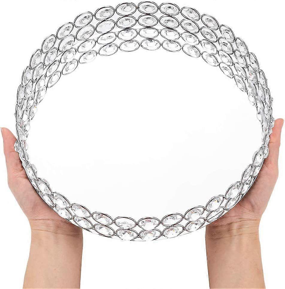 Kommode Silber Tablett Dekor, Kommode für Kommode Schmuck Tablett Spiegel Tablett 25cm Durchmesser, Mehrzweck