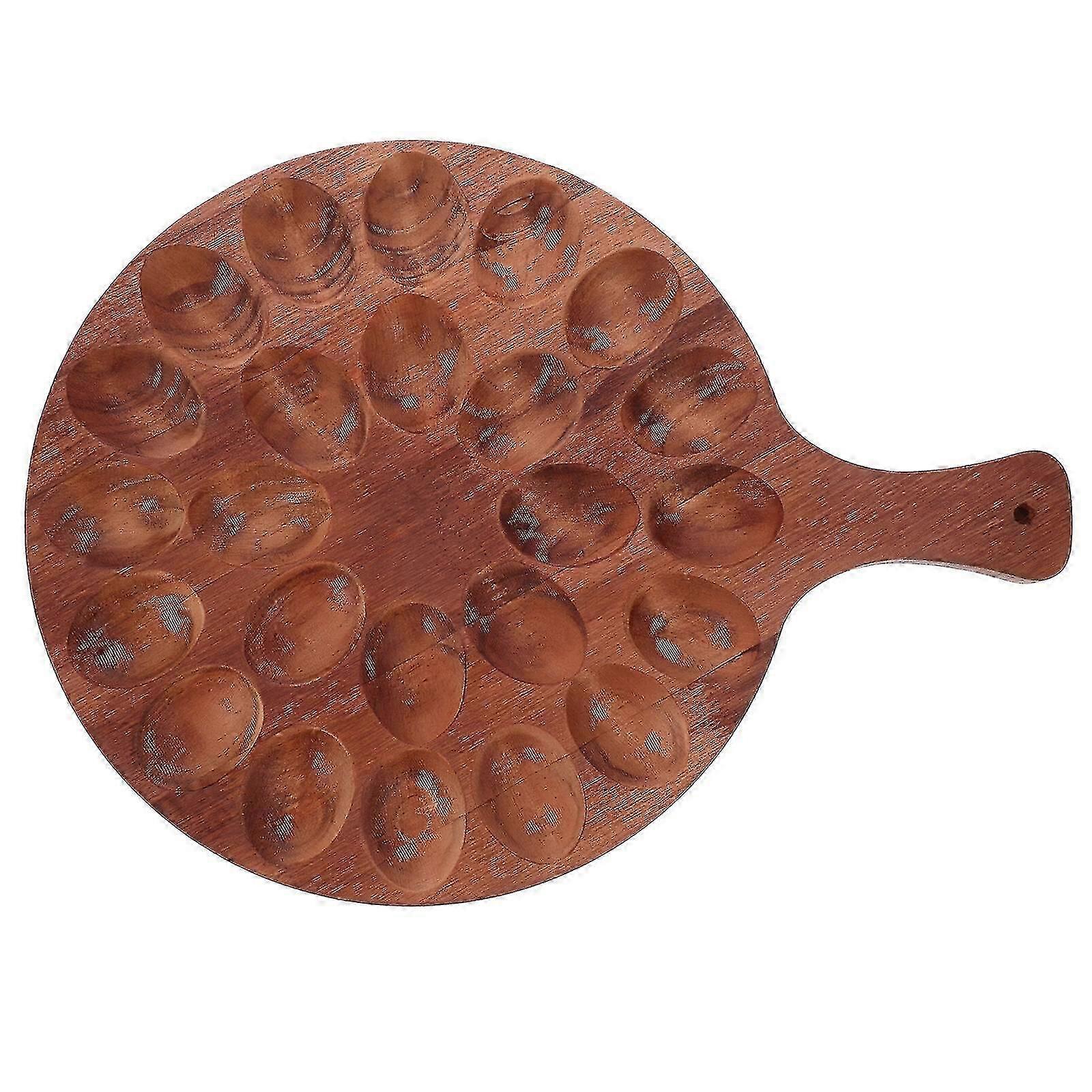Wooden Deviled Egg Platter Multi-holes Deviled Egg Tray Wood Double Side Dessert Plate