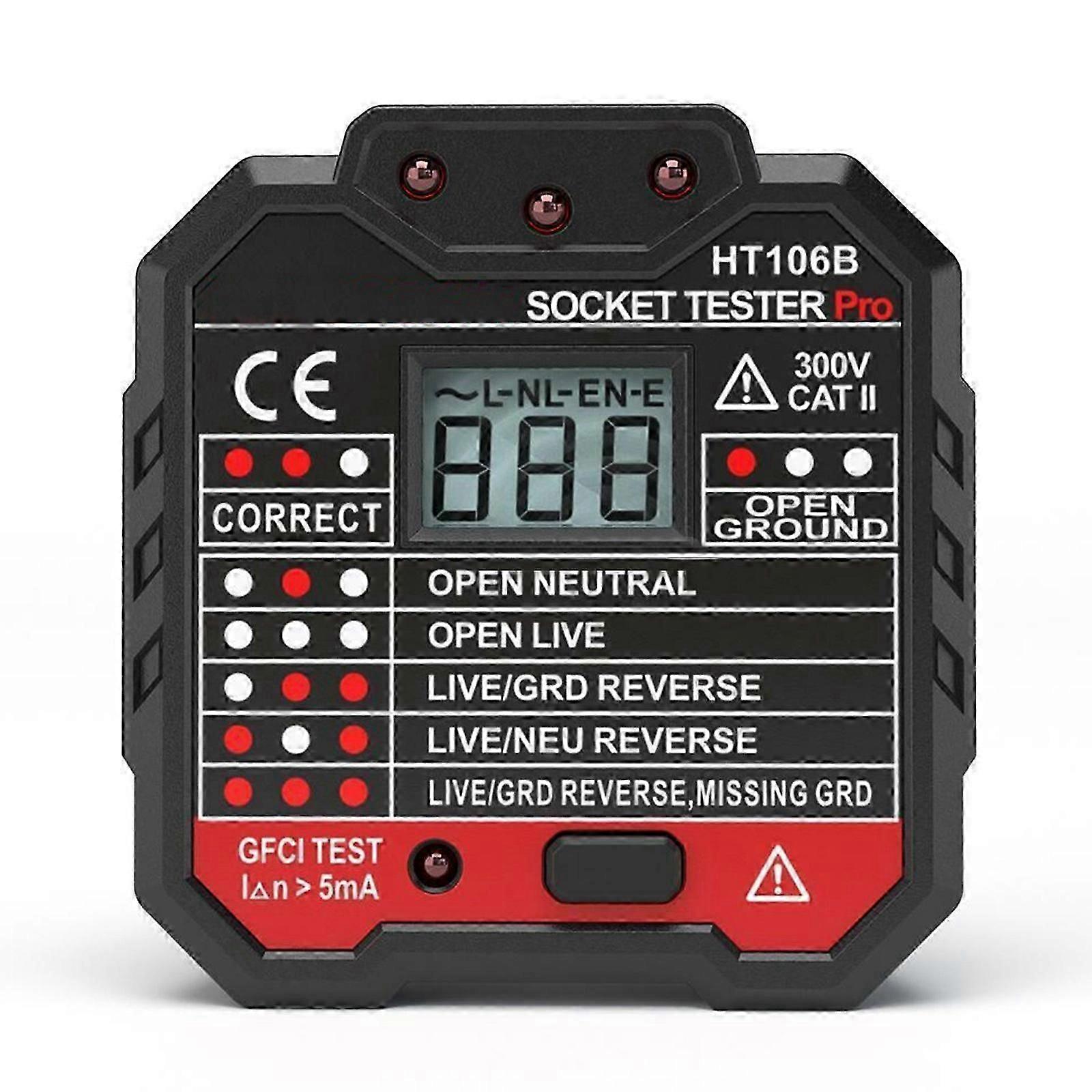 GFCI Socket Tester with RCD Test and Voltage LCD Display Control FP