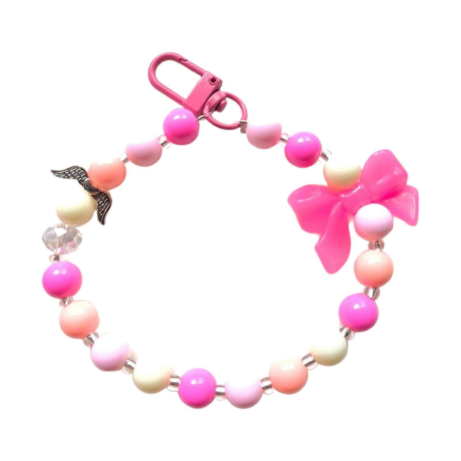 Accrocheur Porte-clés Coloré Bowknot Pendentif Porte-clés Porte-clés élégants Porte-clés perlés portables Accessoire pour les femmes Rouge