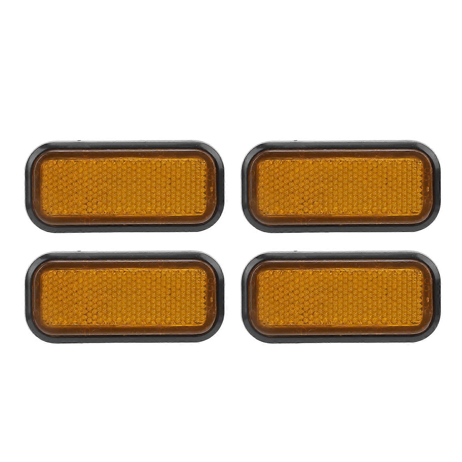 4PCS Rectangular Reflector Amber StickOn Night Safety Warning Decal for Car Motorcycle