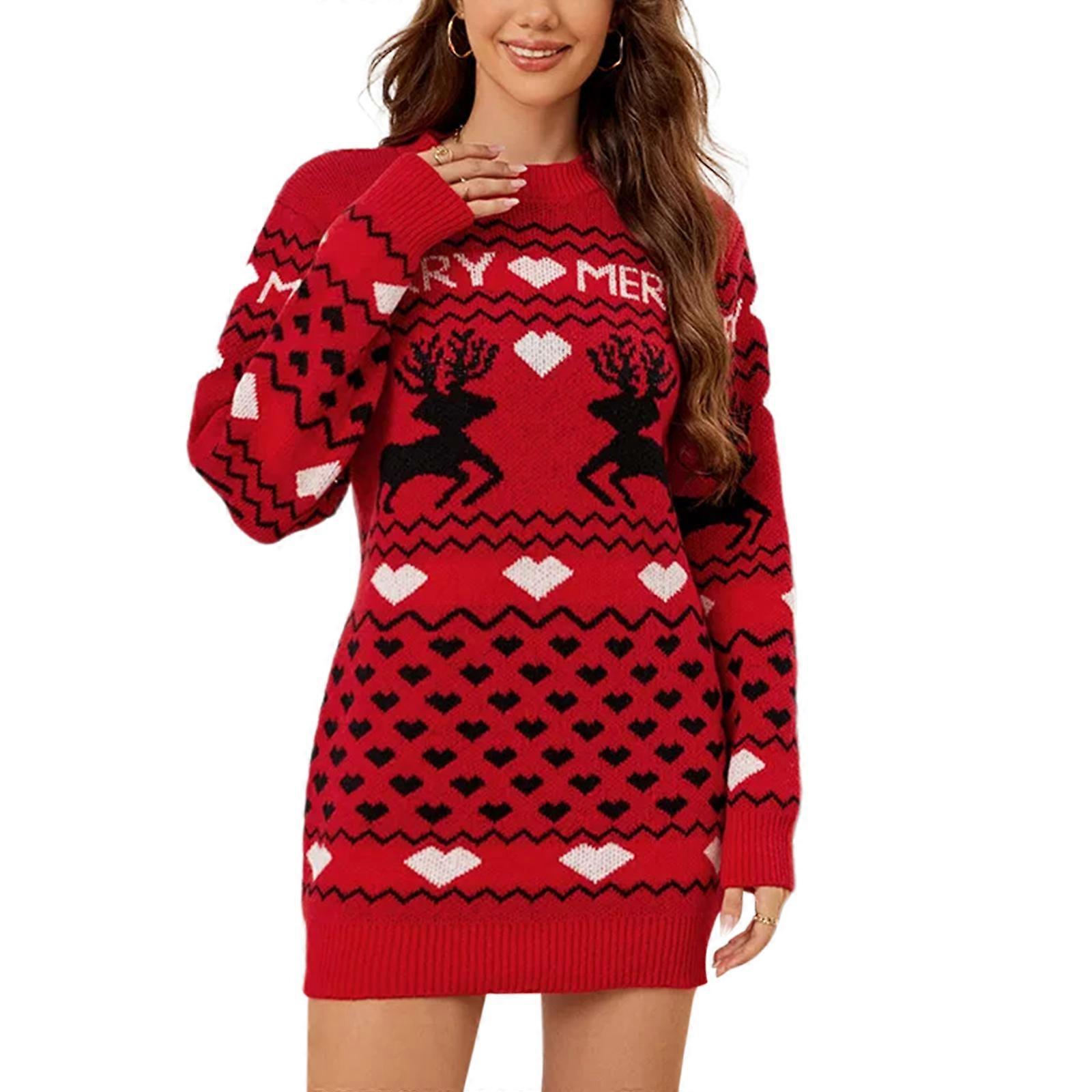 Comfortable Long Christmas Sweater Dress for Women Ladies Holiday Clothing  Pullover for Fashion Holiday Wear Red XXL | Fruugo UK