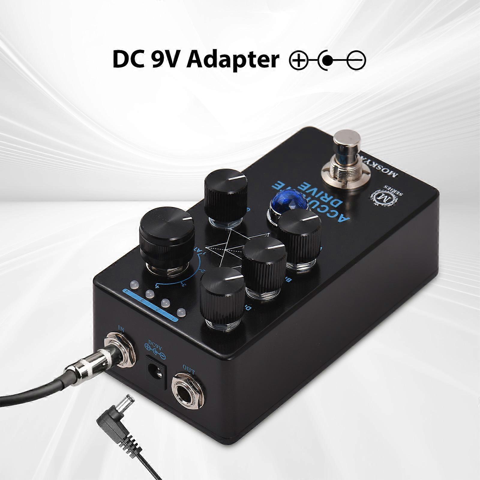MOSKYaudio ACCURATE DRIVE Gitarre Drive Bass Effekte Pedal Volume/Bright/Drive/Gate/Attack-4 Mode DC 9V 6.35mm Input/Output Interface E-Gitarre 