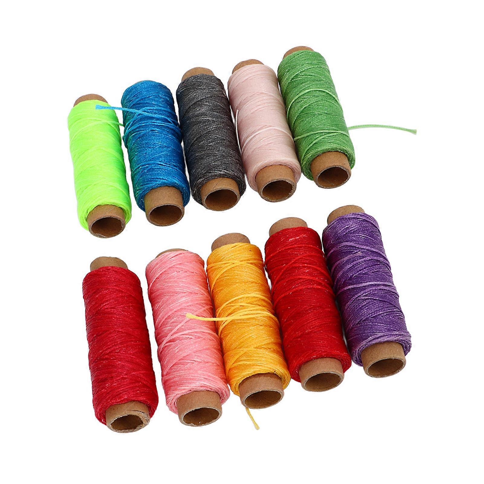 10pcs 50m 150D Waxed Thread 10 Colors Portable Compact Hand Sewing Leather Book Binding Thread