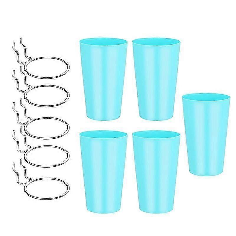 5 Sets Hooks with Cups Ring Style Bins with Rings Cup Holder Accessories