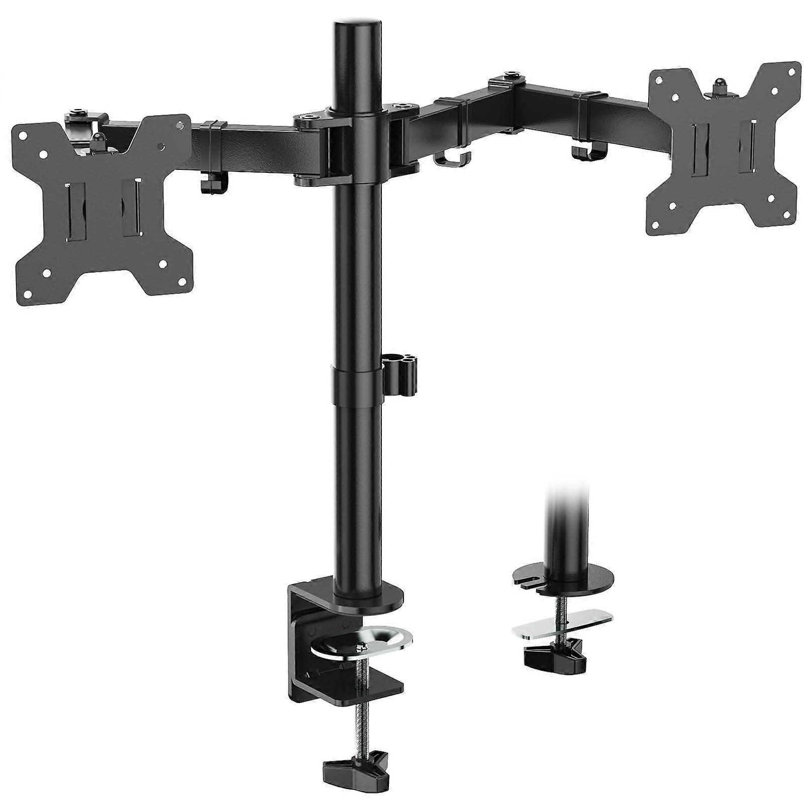 WALI Double Monitor Table Installation, Monitor Stand for 2 Monitor up to 27 inch, Black