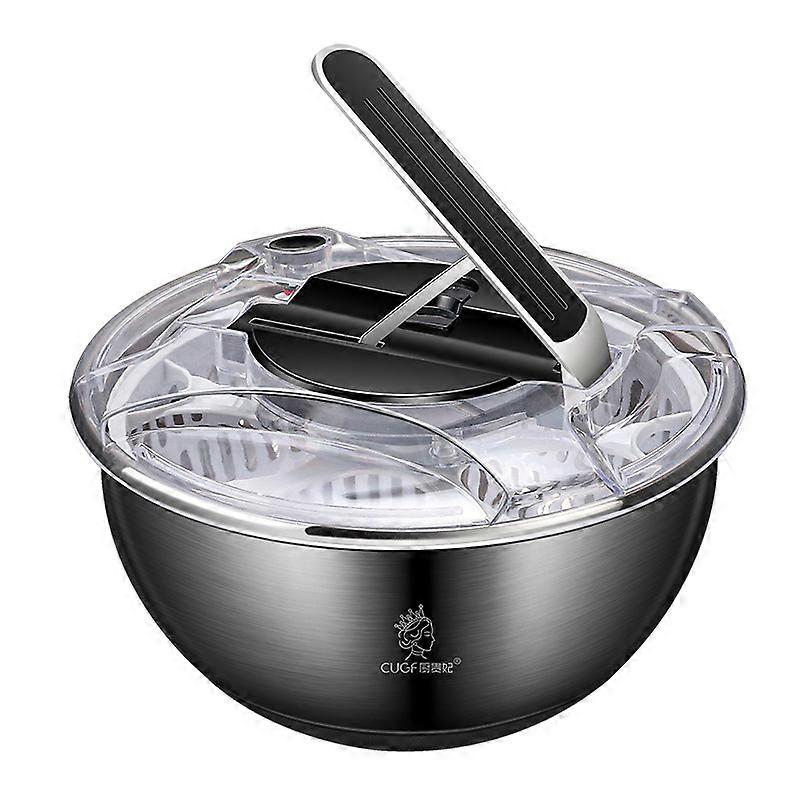 נירוסטה מייבש מסובב סלט ספינר ידני ירקות פירות מייבש ניקוז סל צנטריפוגה מייבש כלי מטבח