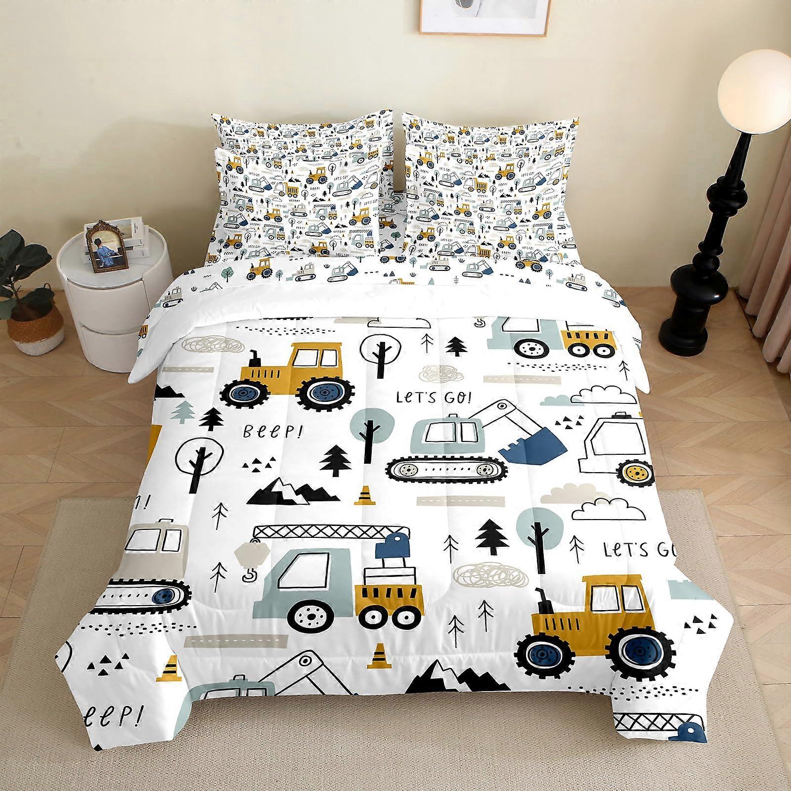7 Pieces Comforter Set Construction for Kids Toddler Twin Size Bedding