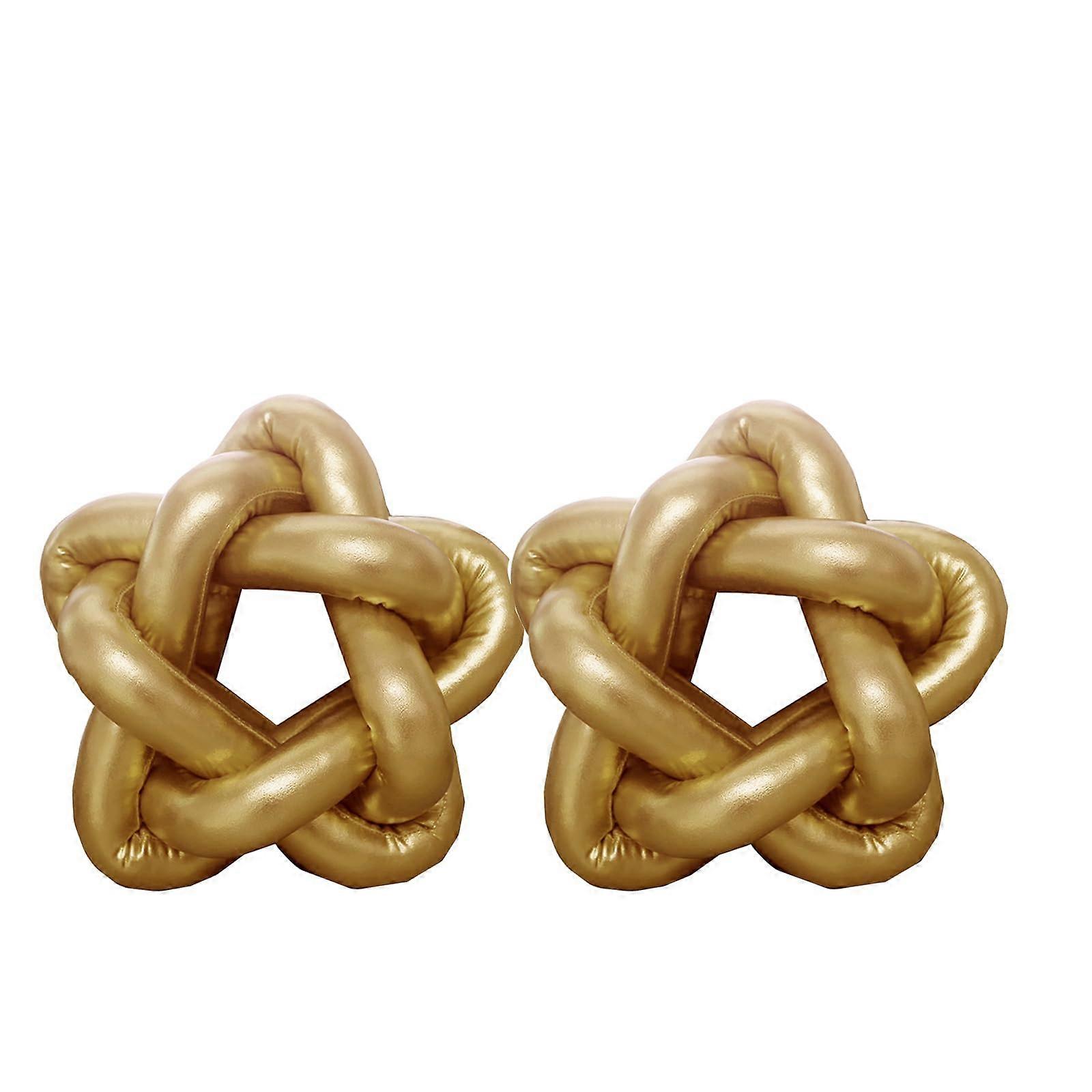 2 Pcs Throw Knot Pillow Gold Star Soft Decorative Handmade Stuffed for Living Room 13'