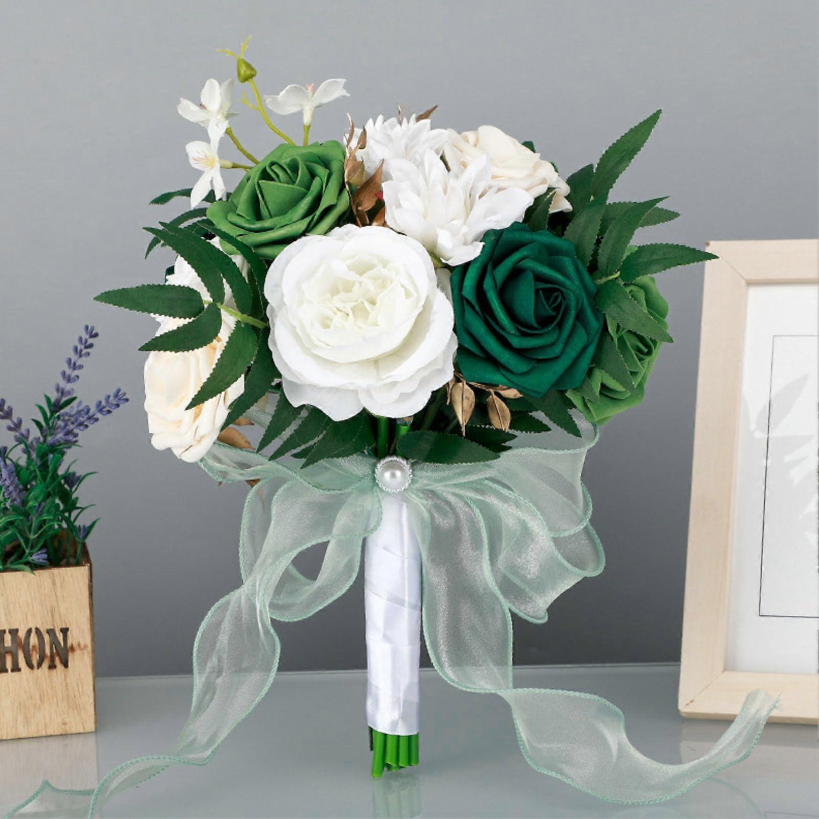 1 Bouquet Artificial Romantic Roses Flowers for Wedding Bouquets Bride