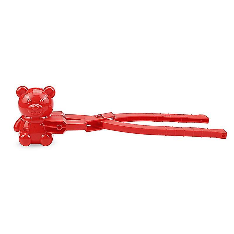 32cm Bear Snowball Maker Tool Snow Toy Kit Cartoon Snowball Maker Clip Fun Winter Outdoor Snow Toy With Handle(red)