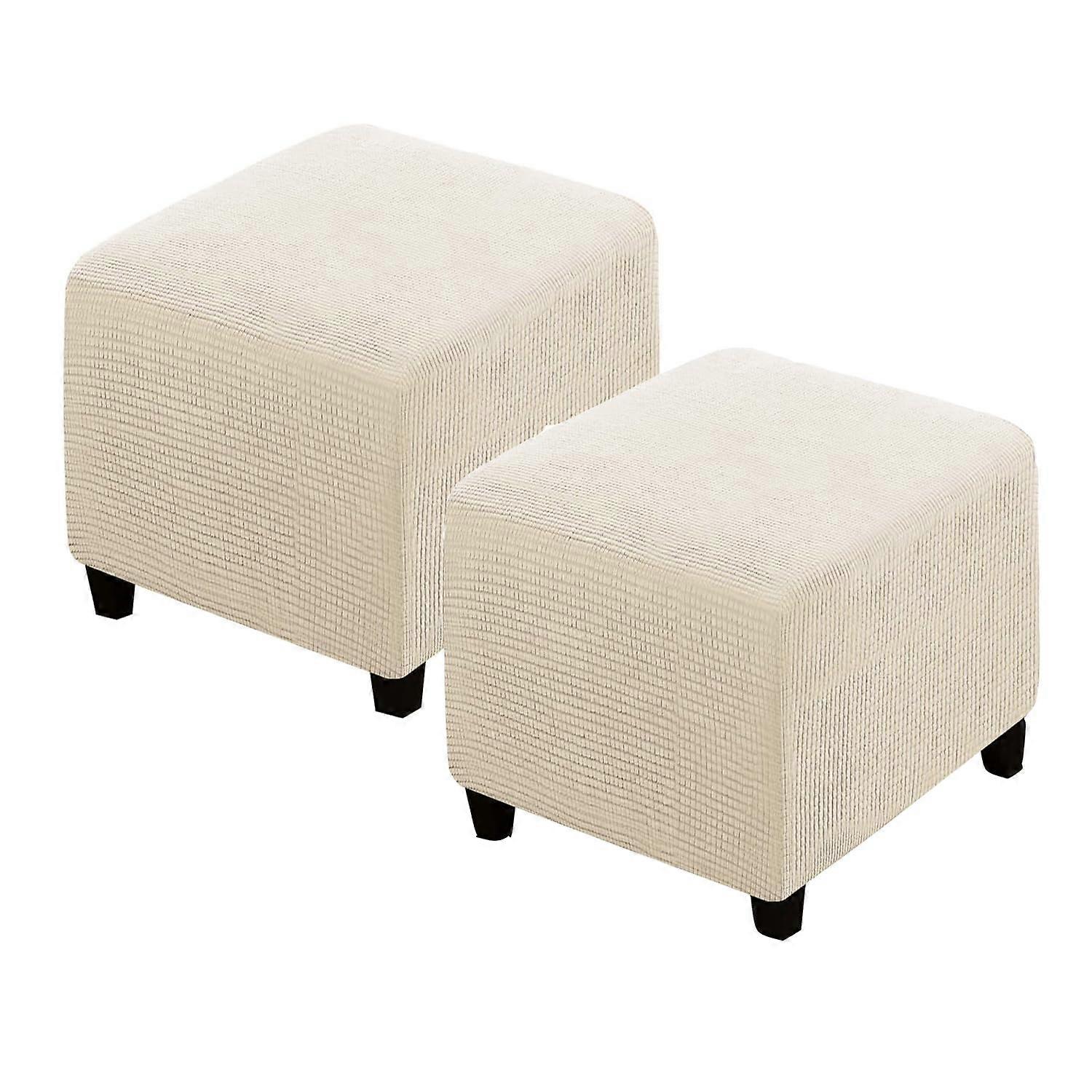 Square Ottoman Slipcover - 2 Piece Stretch Cover for Small Cube Ottoman, Compatible Storage Solution, Durable Fabric