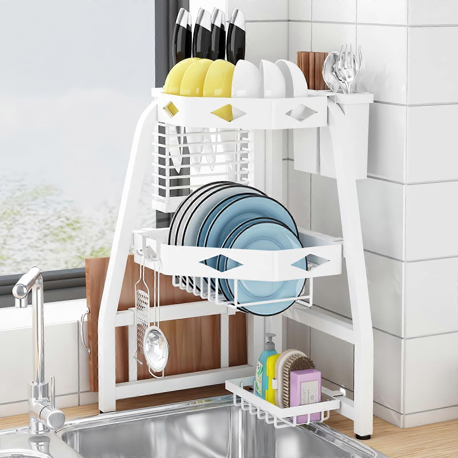 Folding Dish Drying Rack for Kitchen Sink 2-Tier Size