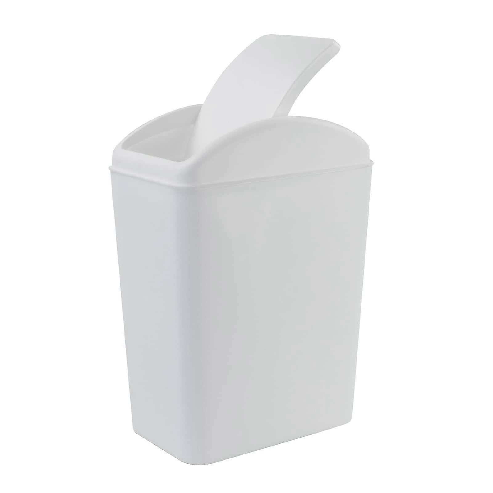4.2 Gallon Swing Lid Waste Can, Plastic Garbage Cans with Swing Lid, 1 Pack, White