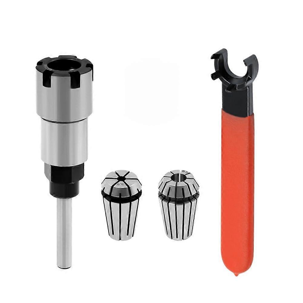 1/4 Inch 1/2 Inch Shank Router Collet Extension Rod with 1/4', 8mm, 1/2' ER20 Spring Collet and ER20 ER16 M Type Collet Chuck Wrench Spanner