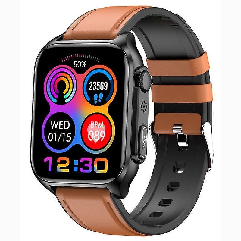 Smartwatch with Bluetooth Calling, ECG, Non-Invasive Blood Sugar Monitoring, Temperature, Heart Rate, Sleep Tracking, and Sports Modes(Brown)