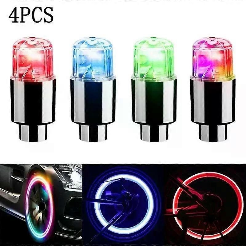 4Pcs Tire Valve Cap Lights Durable Tire Lights For Car Air Valve Caps With Lights For Motorcycles Bicycles Electric Vehicles