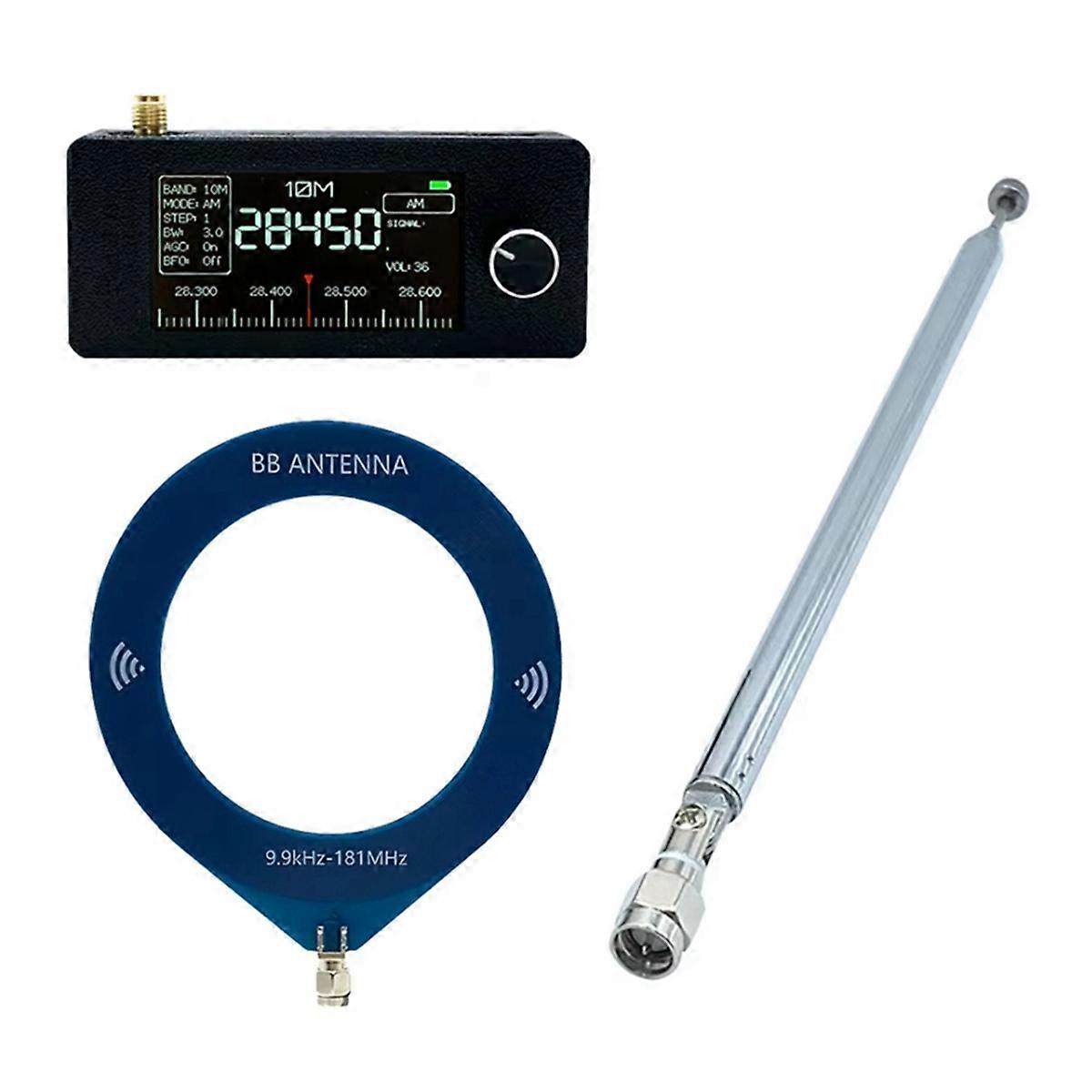 SI4732 0.5-108mhz Radio Portatile con 2 pz Antenna All Band Radio Ricevitore HF SW MW VHF Pocket Mini Radio Nero