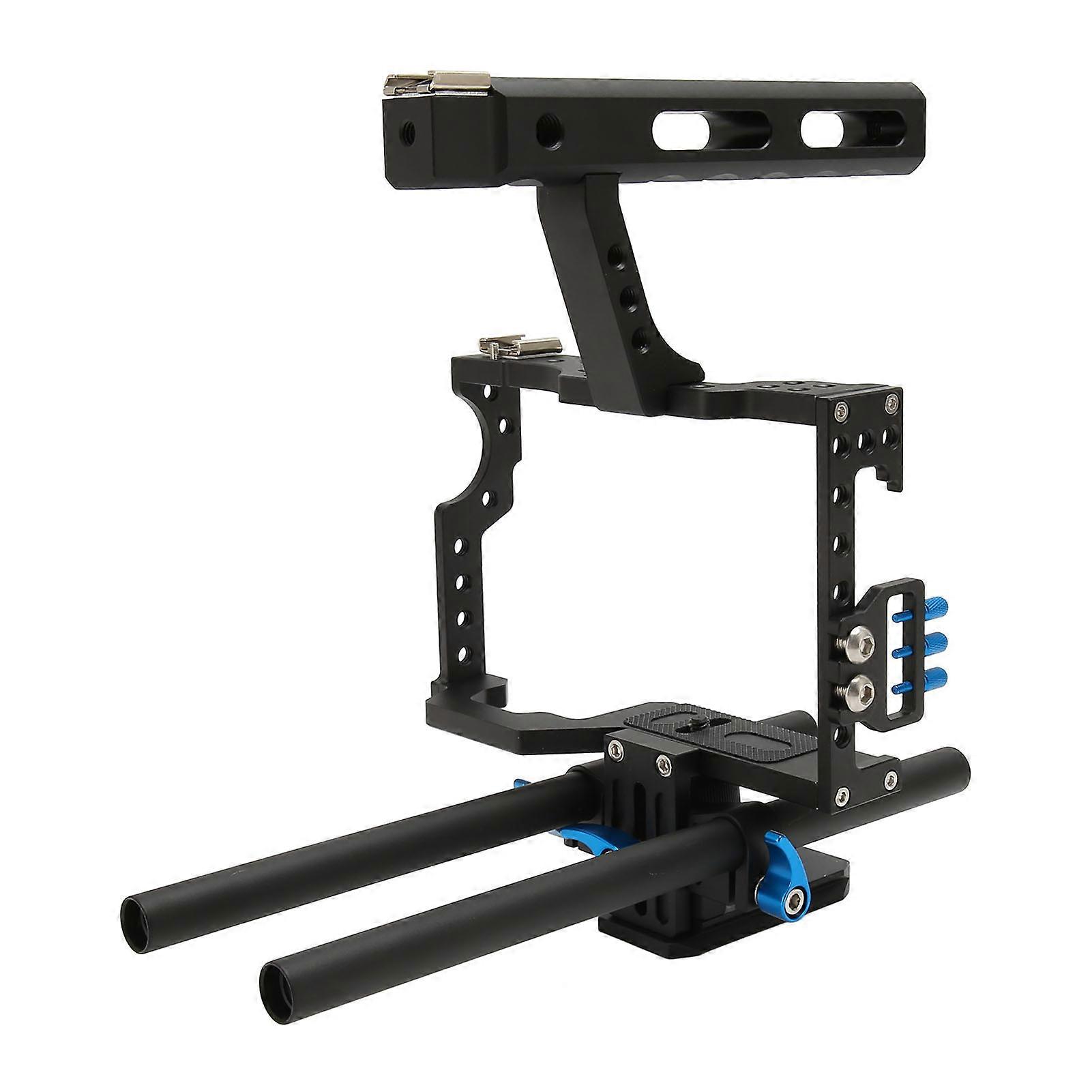 Lightweight Aluminum Video Camera Cage Rig with Handle for GH4 A7 Series