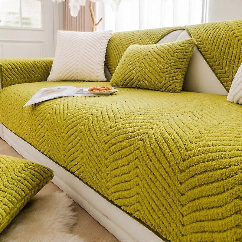 Chenille Sofa Cover Towel Solid Color Universal Living Room Sofa Cushion Mat Winter Non-Slip Sofa Cushion Armrest Backrest Cover