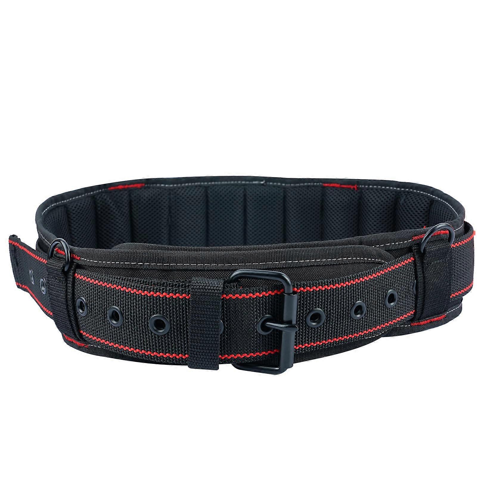 Padded Tool Belt Heavy Duty Electrician Work Belt with Pouches Holsters and 4-Point Suspenders in Red Color