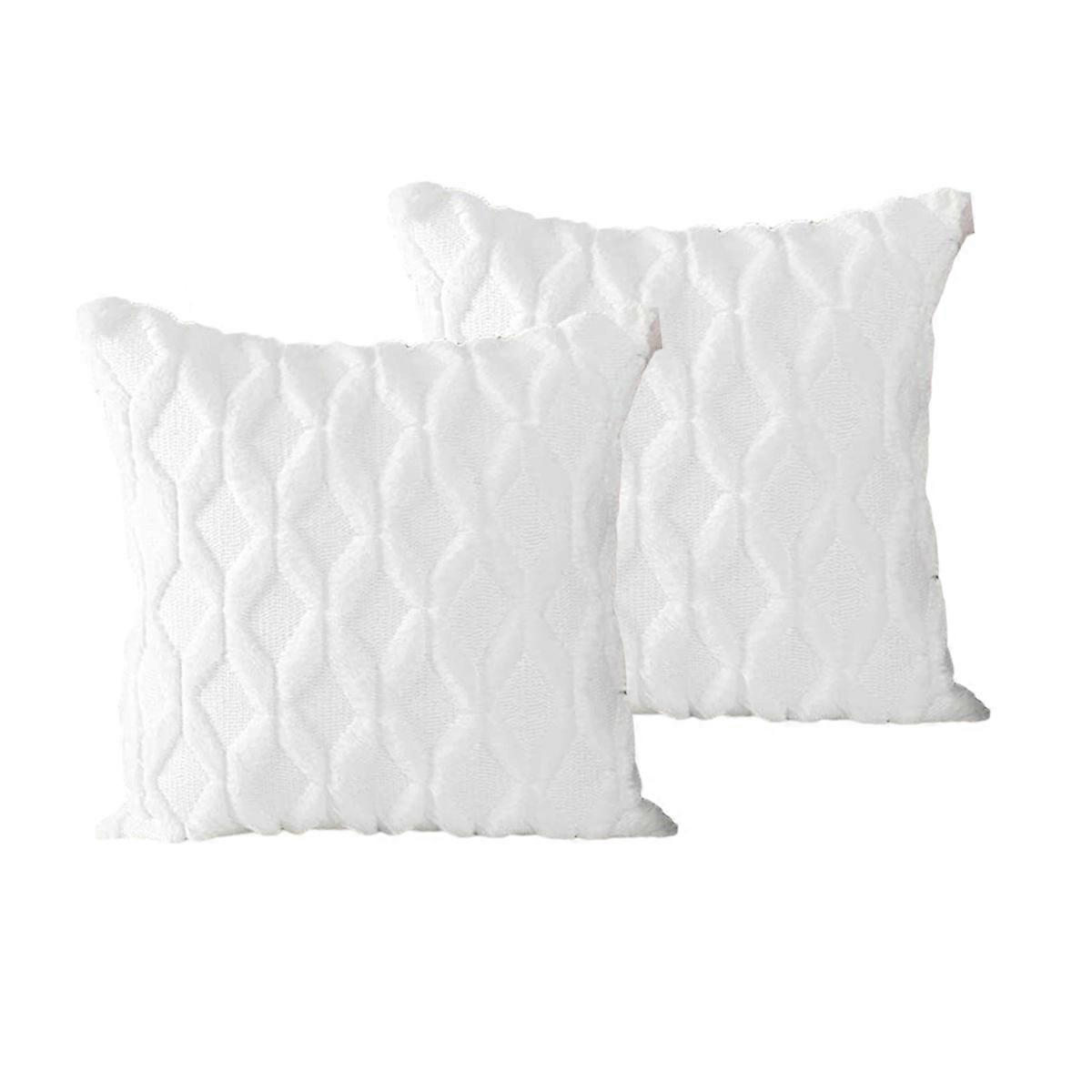 Set of 2 Soft Plush Short Wool Velvet Decorative Throw Pillow Covers 18x18 inch Square Cushion Case Pillow Shell