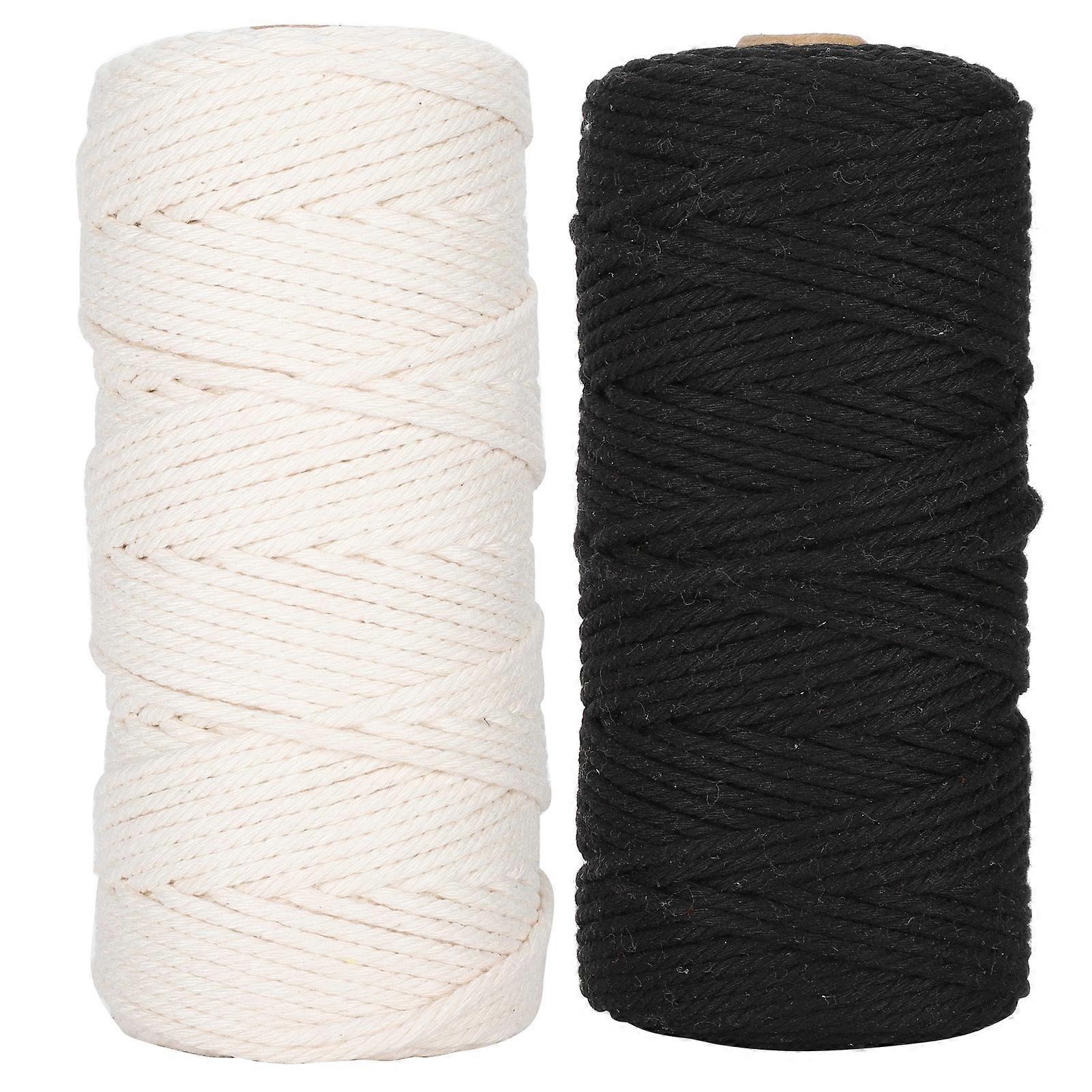 2Pcs 3mm Braided Wire Lace Thread Natural Cotton Rope Single Stranded for Hooking Knotting