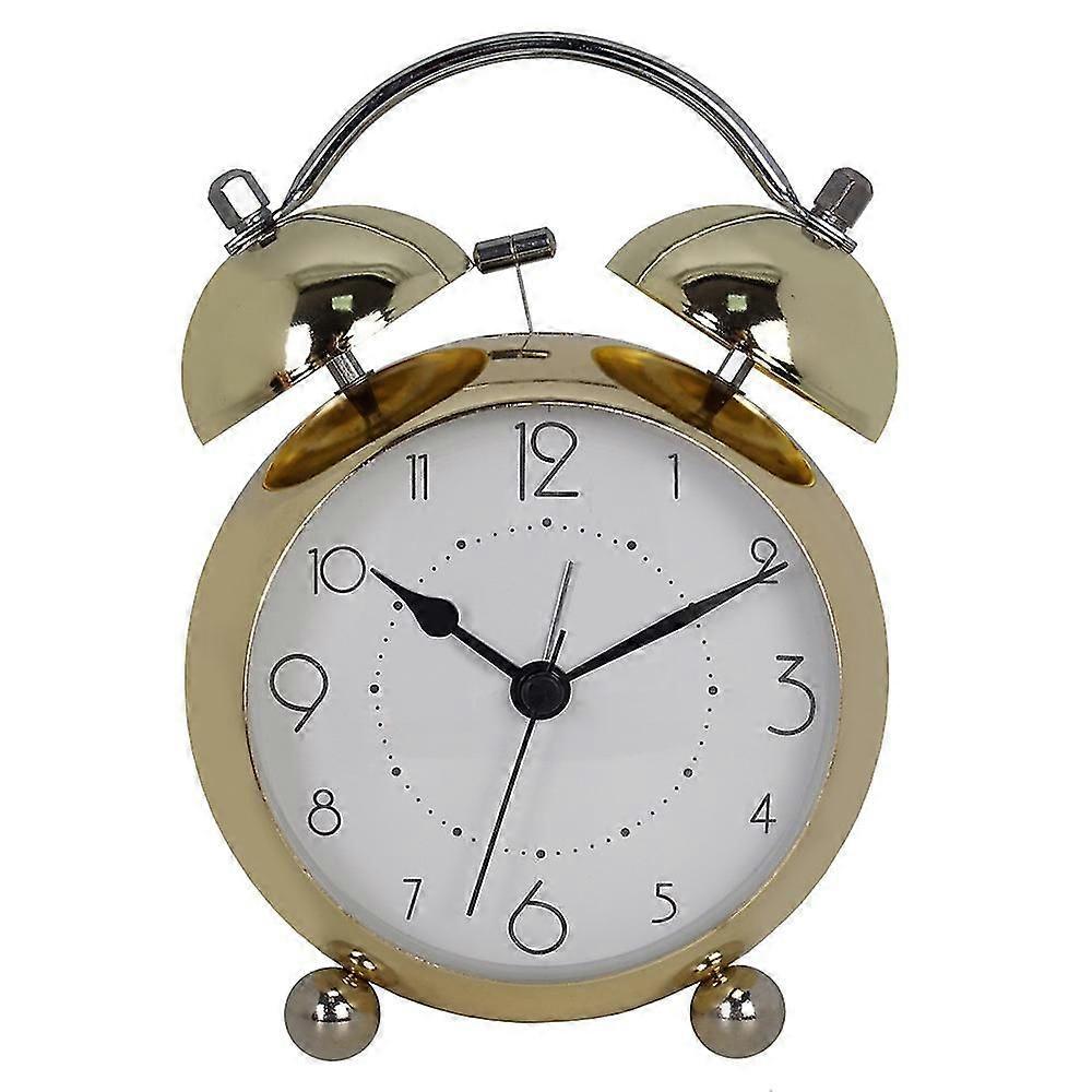 Retro Metal Alarm Clock Children Desktop Electronic Desk Clock Mute Luminous Quartz Clock