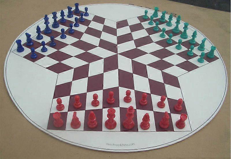 Three-player Chess Set 65cm Chess Board Game PVC Chessboard King High 77mm Chess Pieces 3-Person Medieval Chesses Games Checker
