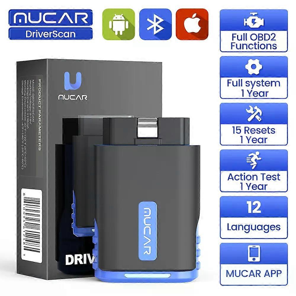 MUCAR DriverScan OBD2 Scanner Full System Auto Diagnosis Bidirectional Test 15 Reset Maintenance Automotive Code Reader