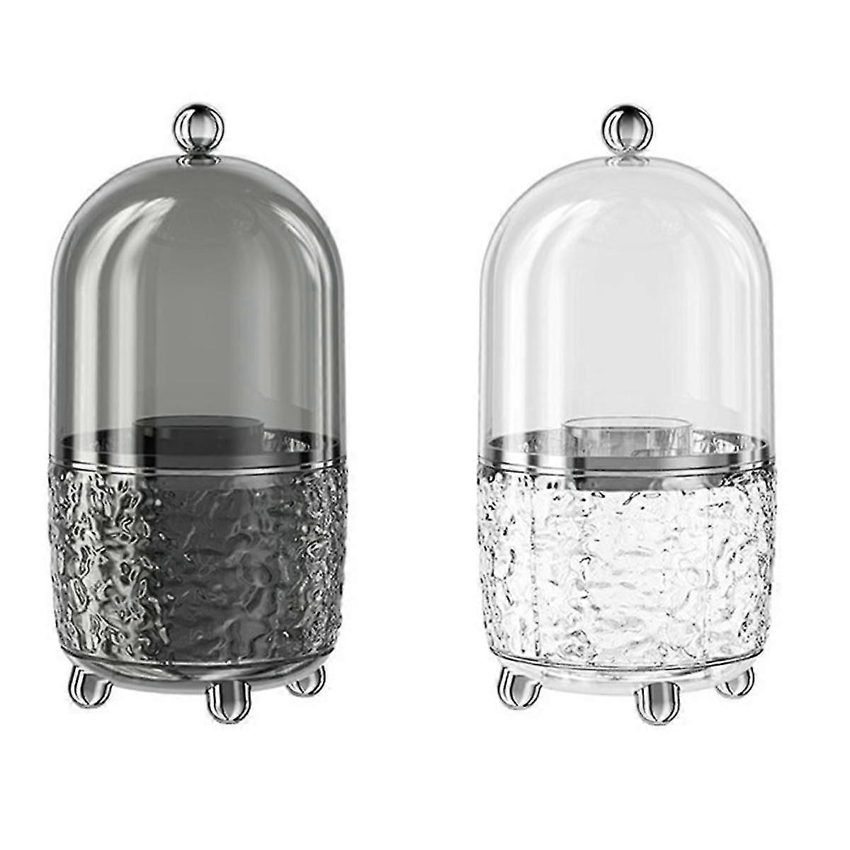 Makeup Brush Holder with Lid 360 Rotating Clear Dustproof Make Up Brushes Container for Vanity Desk