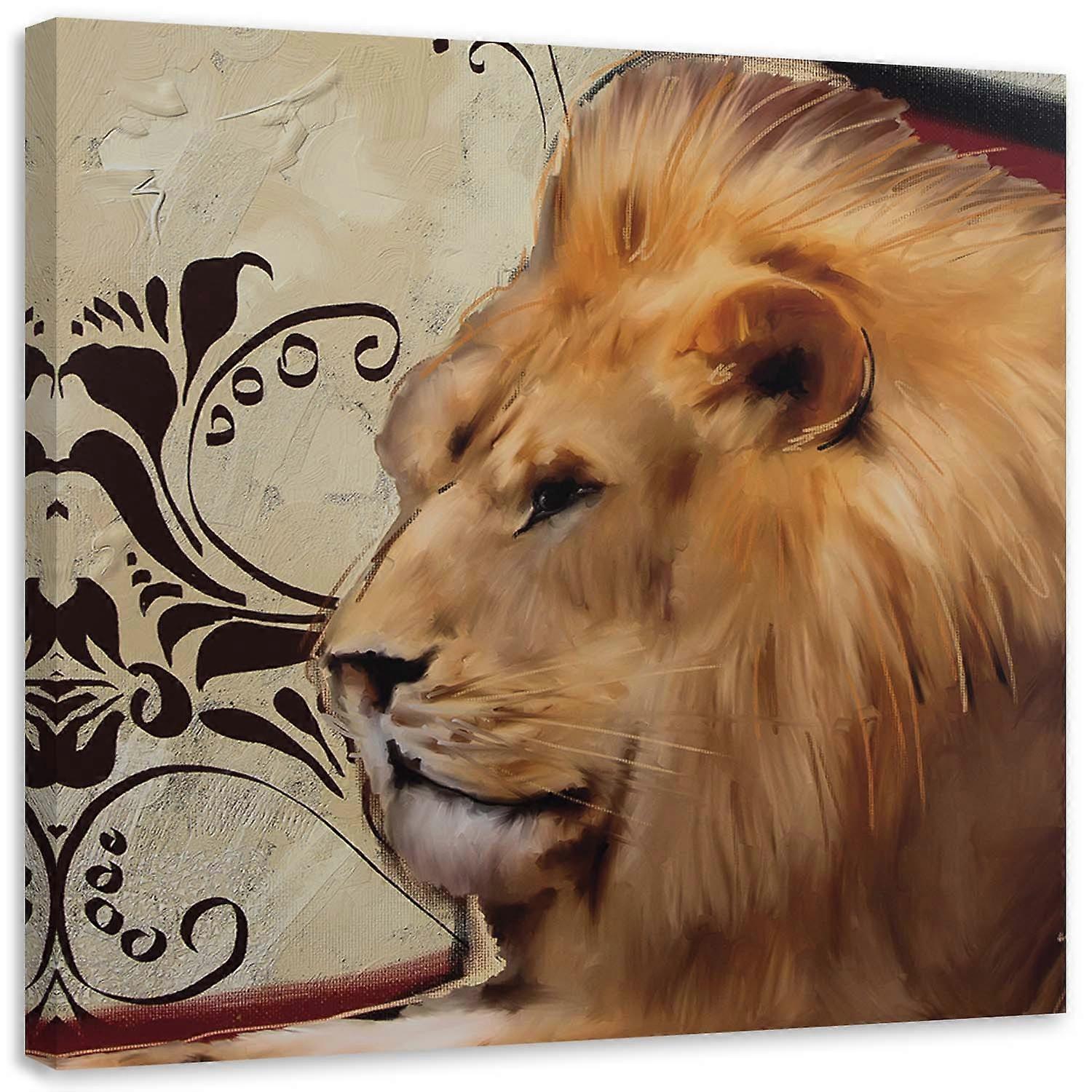 Leinwandbild, Erwachsener stolzer Löwe - 30x30
