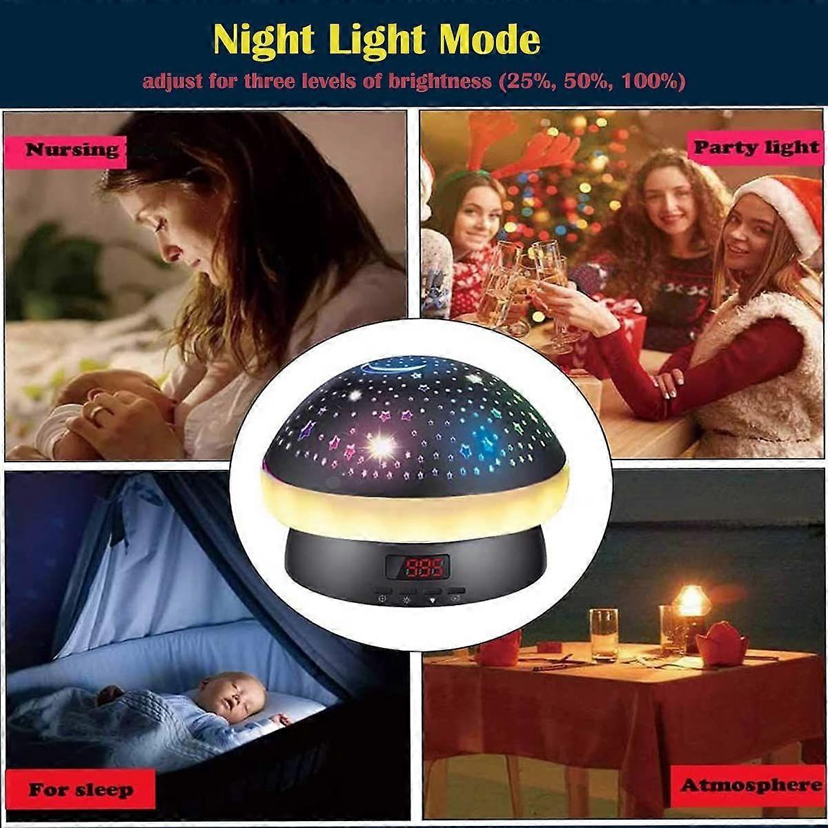 Luce Notturna Per Bambini A Forma Di Razzo, Proiettore Musicale Con 8 Motivi, Telecomando, Timer, Ricaricabile USB