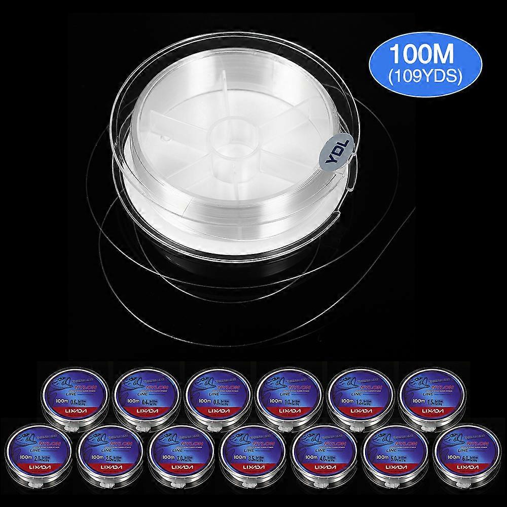 Lixada 100m Fishing Line Thread Clear White Thin Fishing Line Smooth Casting for Freshwater and Saltwater