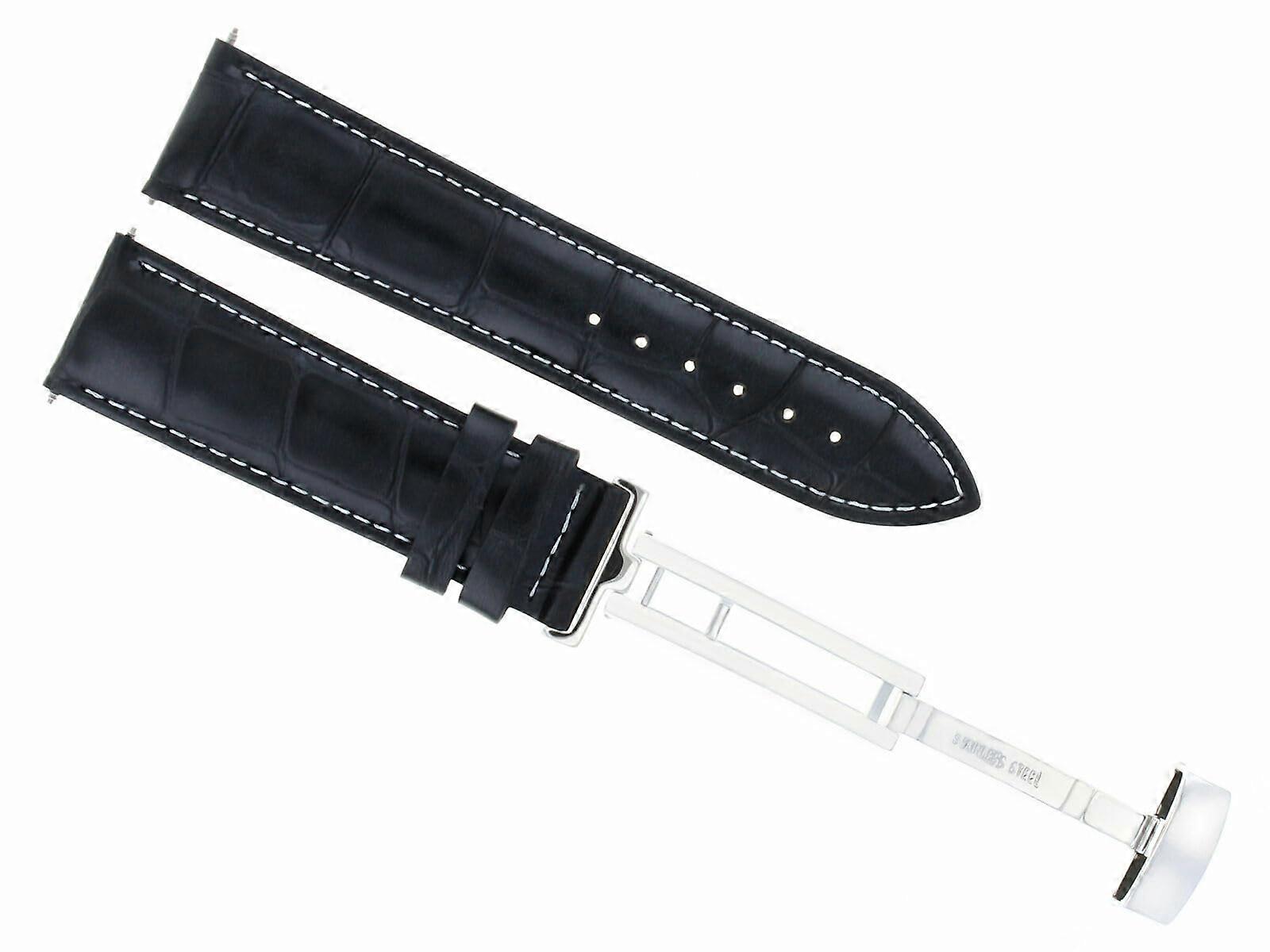 21mm Leather Watch Band Strap Compatible With Tag Heuer Aquaracer Cap2110 Watch F1 Black