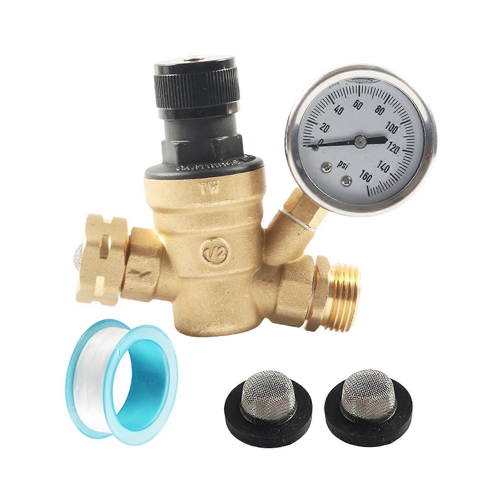 Valvole di pressione dell'acqua regolabili precise ad alta precisione per camper Manometri dell'olio in silicone integrati e design a doppio filtro in ottone Multicolor