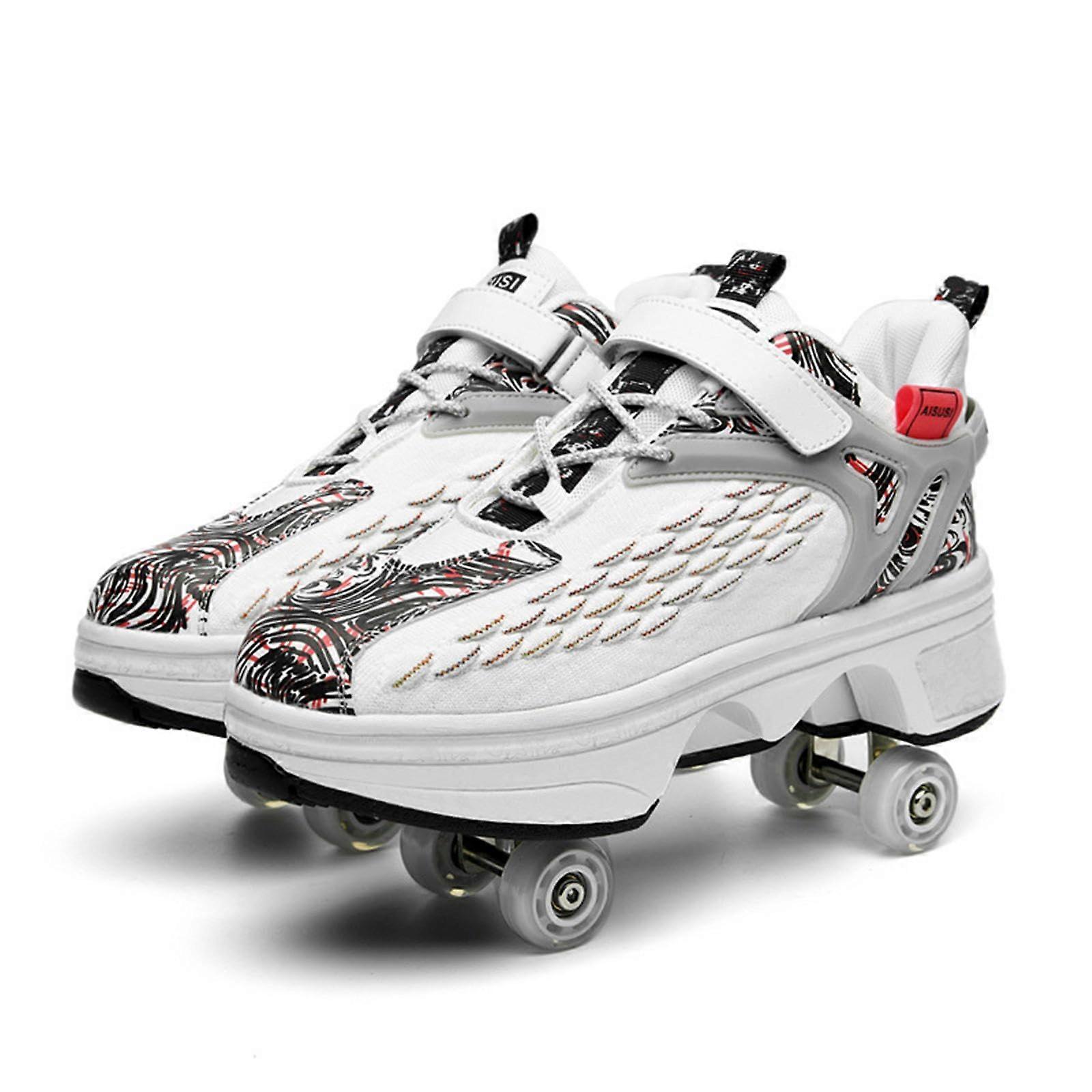 2en1 patins à roues alignées, patins à roulettes pour , chaussures de patins à déformation, chaussures de patins à roues alignées multifonctionnelles, chaussures de sport décontractées, EU 35