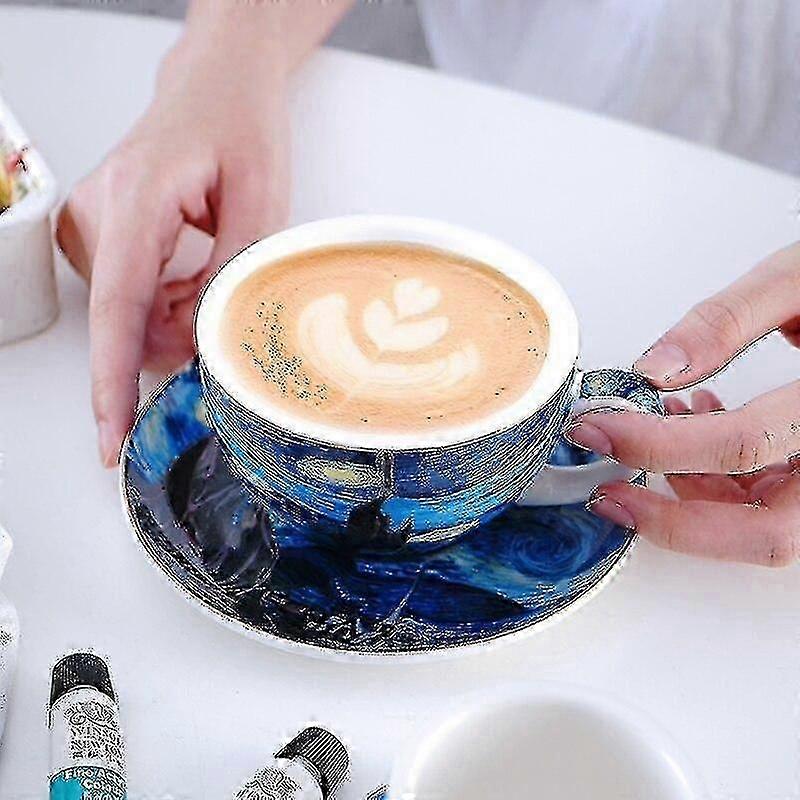 Coffee Tea Cups Van Gogh Ceramic Utensils With Spoon Coffee Cup Set