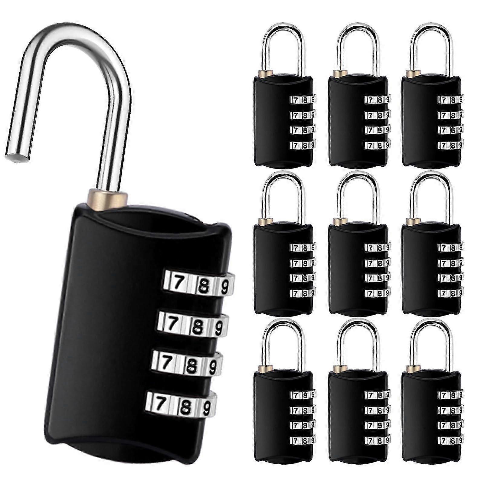 10-Pack 4-Digit Resettable Combination Locks for Luggage & Toolboxes