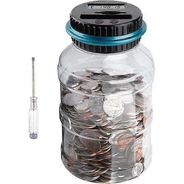 Digital Piggy Bank for Kids and Adults, Coin Counting Bank with LCD Display, 1.8L Large Capacity UK Coin Piggy Bank