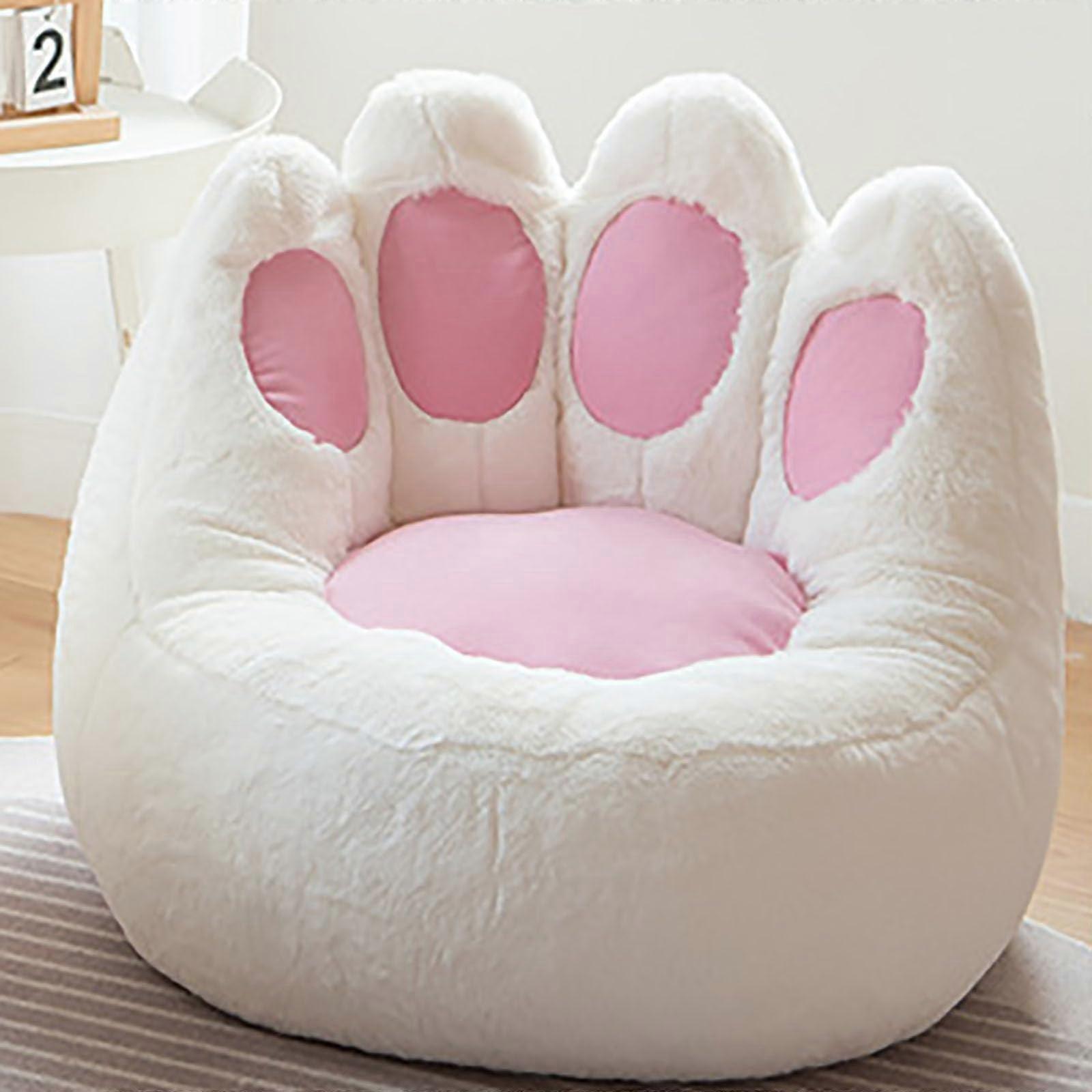 Lazy Sofa Bean Bag, Sweet Seat Bag Set with Cat Paw Storage Cushion Cover,70x70x63cm
