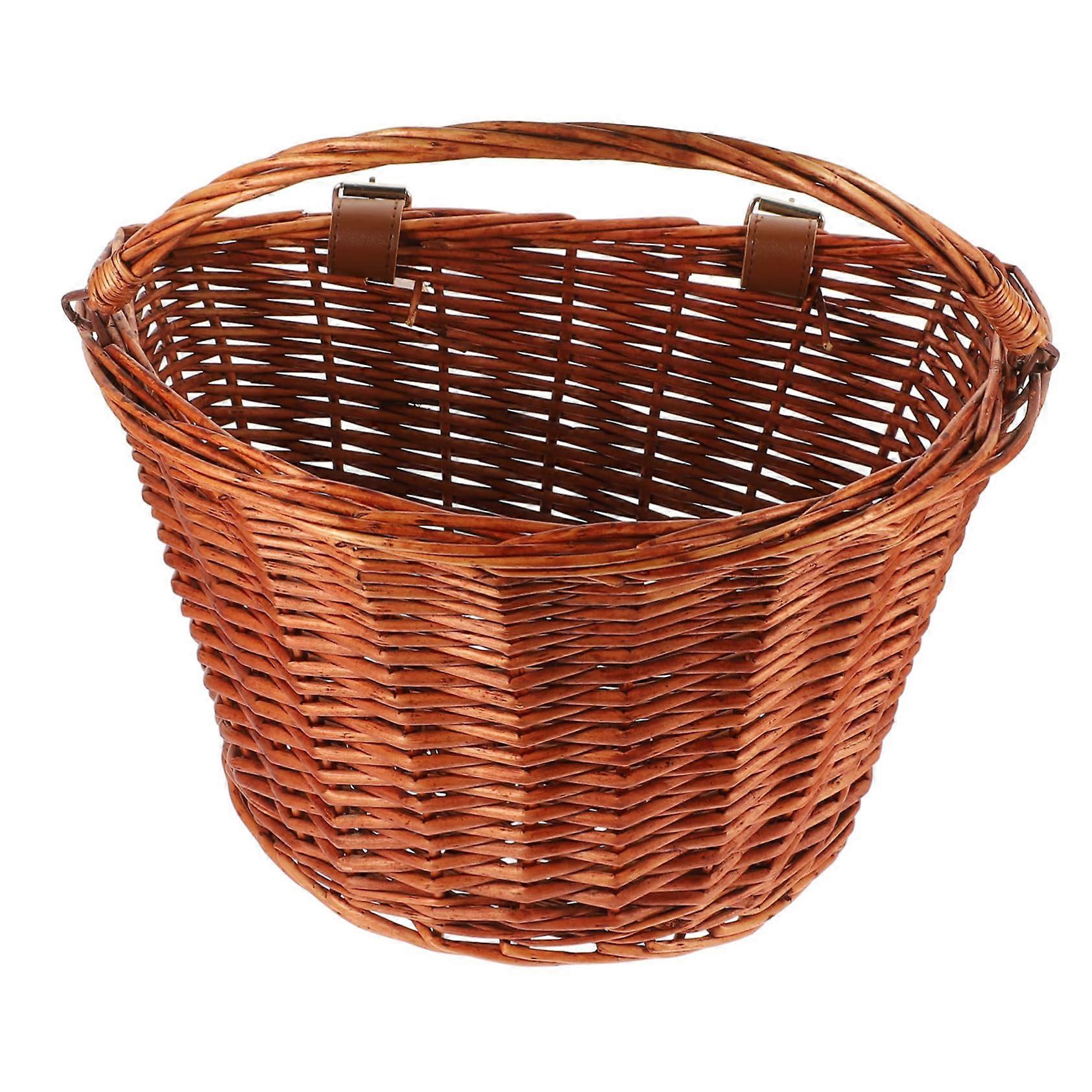 Bicycle basket with rattan sturdy food basket for mount redbrown versatile storage solution
