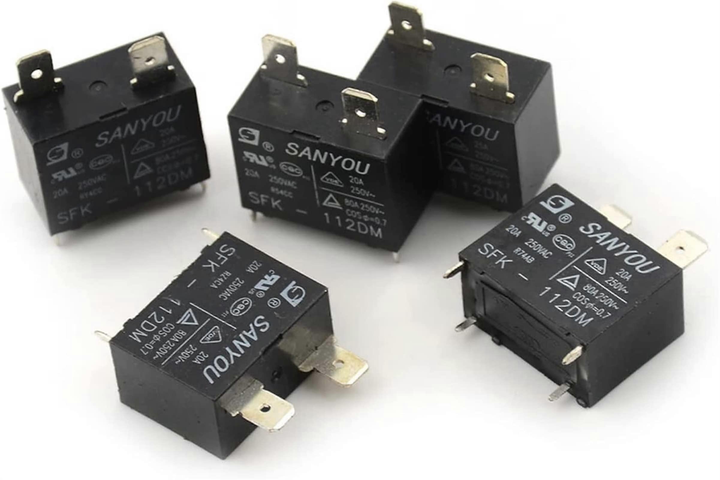 SFK112DM DIP4 Relay For Air Conditioner, 5 Pcs, 4 Pin, 20A 250V AC, Model SFK112DM, Reliable Load Switching, Black