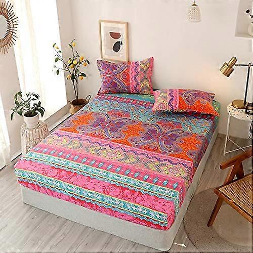 Boho Leopard Microfiber Fitted Sheet With 30cm Pocket, Oeko-Tex Standard 100, 2 Pillowcases 50x75 150x200 cm