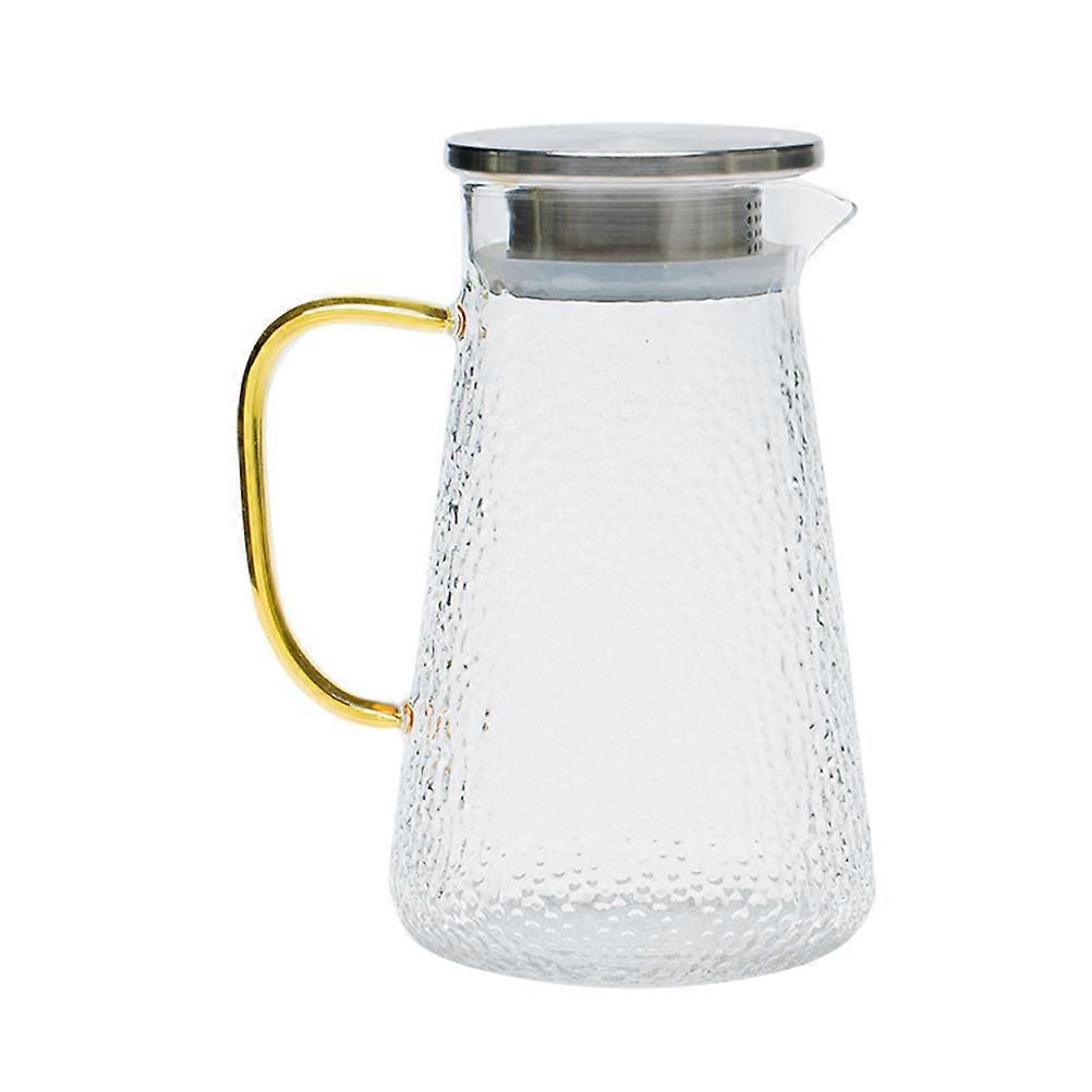 Beverage Container Cold Beverage Pitcher Office Use Round Shape Delicate Design Glass Material 1300ml 1Pcs