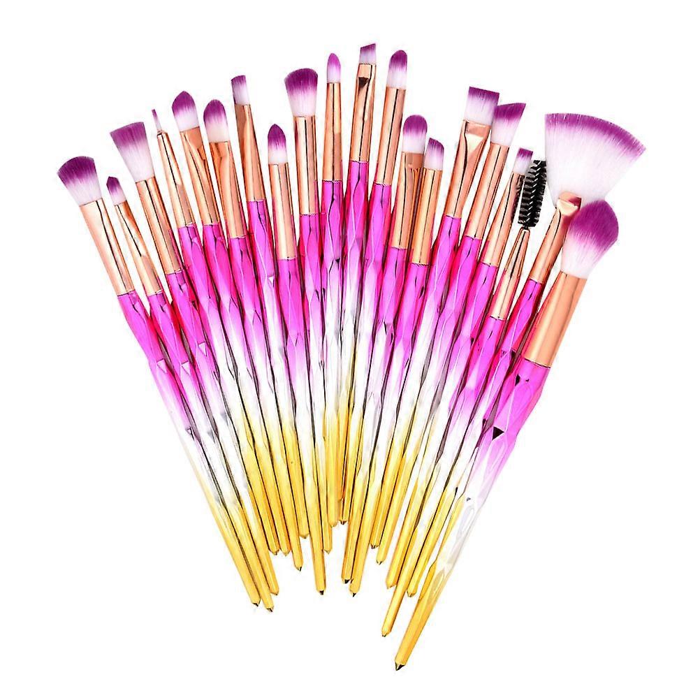 Makeup Brushes Set Cosmetic Tool Gradient Pink Silver Transparent Handle Foundation Brush 20Pcs