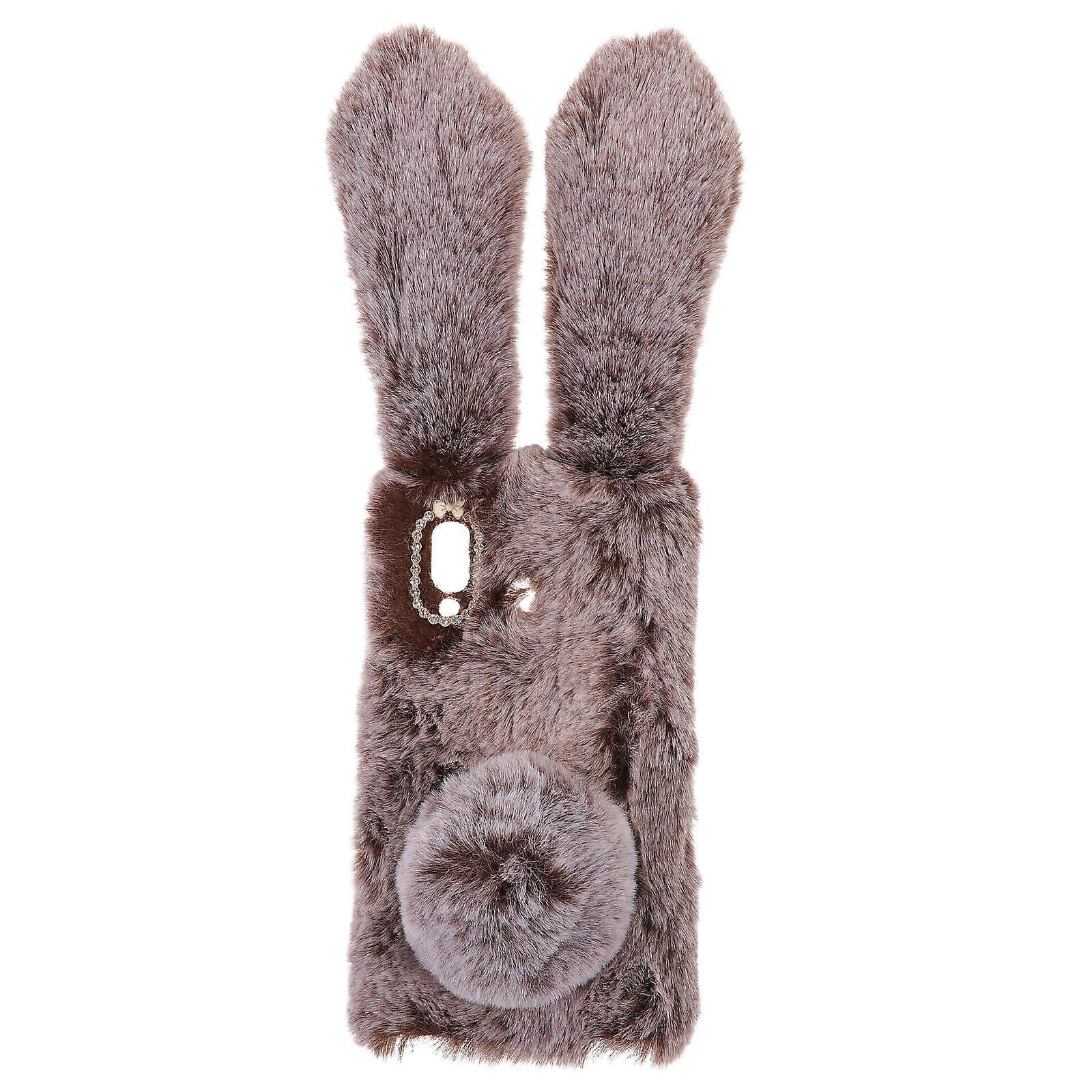 Furry Phone Protector Brown TPU Rabbit Shape Rectangular Fashionable Design Daily Use 1Pcs