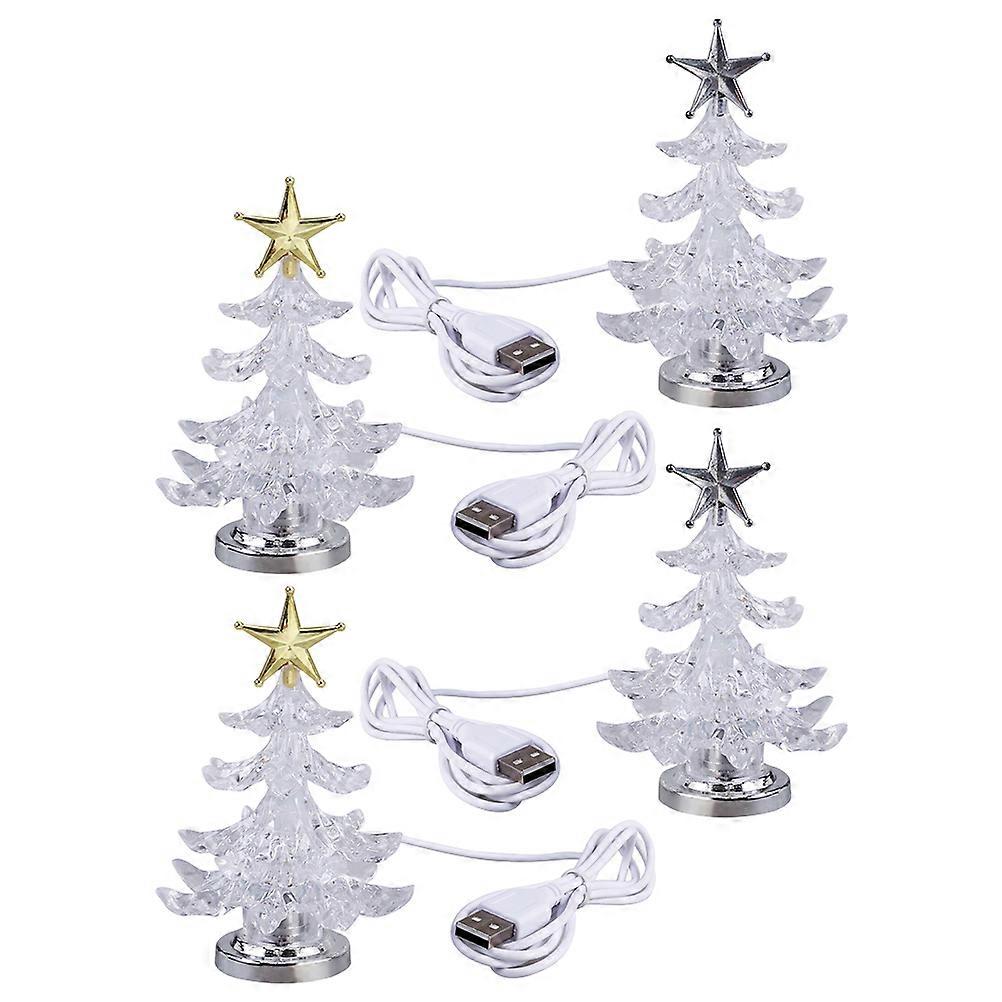 Unique Desk Lamp Led Tree Lamp Christmas Tree Shape Table Lamp Indoor Events 11cm 4Pcs